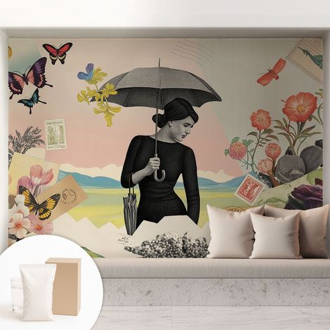Papier peint avec colle pour décoration moderne de salon chambre à coucher cuisine et bureau Facile Collage romantique 208x146 cm (1/5)