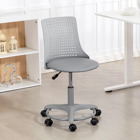 Chaise de bureau gris sans accoudoirs pivotante avec dossier creux Hauteur réglable