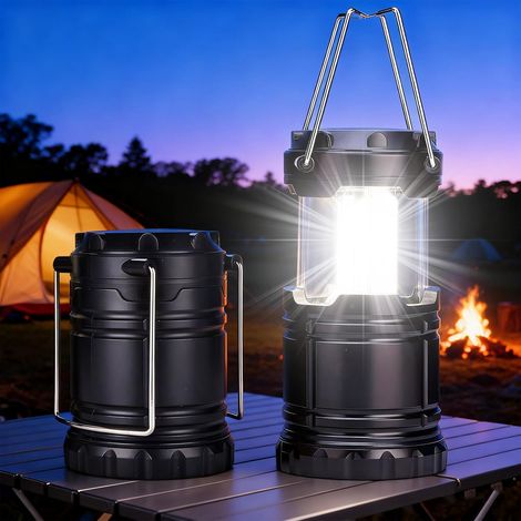 Lampe de camping LED, lampe de camping pliable et étanche, avec crochet, lampe de camping portable, adaptée aux tentes, à la randonnée et à la pêche. (1/4)