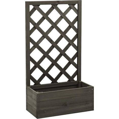 Pot de fleurs en treillis gris pour jardin, 50 x 25 x 90 cm, en bois de cèdre (1/5)