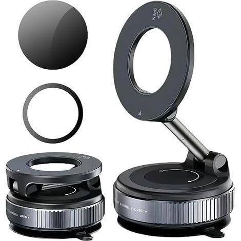 Support Telephone Voiture Magnetique Ventouse Support Téléphone Voiture Magnétique avec Rotation 360° et Bras Pliable, Accroche Telephone Voiture Aimant pour iPhone 16 15 14, Huawei Samsung (1/5)