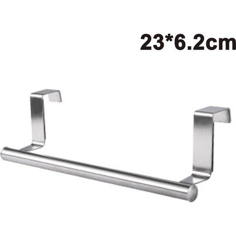 Toallero moderno con ganchos para baño y cocina, soporte para toallas de acero inoxidable cepillado para colocar sobre la encimera, 23 x 6,2 cm -Crezuo