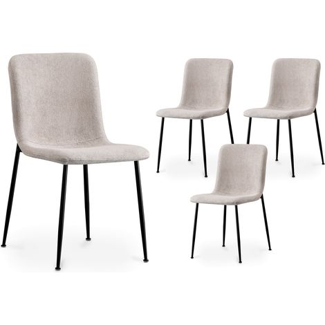 Deco In Paris – Lot de 4 chaises en tissu beige – Structure en métal – Assise en mousse – Hauteur d’assise 48 cm – Dimensions 56x43x83 cm (1/5)