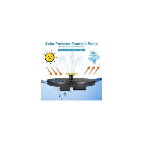 Schwimmender Solarbrunnen, Solar-Teichpumpe mit Düsen, 1,4-W-Minibrunnen, Gartendekoration, runder Brunnen für Vögel, Fische, Schwimmbad, Teich (schwarz) (1/5)