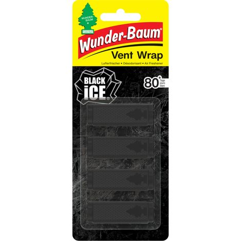 Wunder-Baum Vent Wrap Lufterfrischer fürs Lüftungsgitter Bietet lang anhaltenden Duft Unauffälliges DesignBlack Ice, 4 Stück