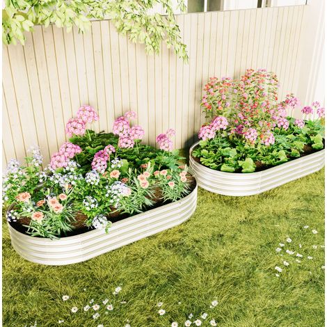 Set di 2 orti rialzati da giardino 243.8x122x30.5 cm, struttura in acciaio zincato, colore argento (1/5)