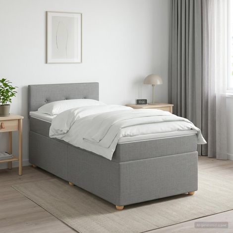 Cama box spring con colchón Gris Claro 80 x 200 cm Tela (1/5)