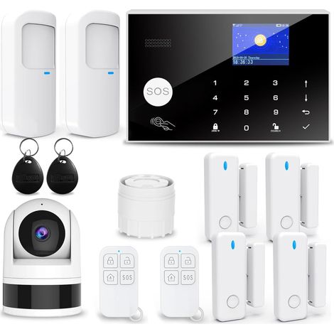 Système de Sécurité Domestique 4G,13 Pièces Système d'Alarme, 1080P Système d'Alarme de Caméra de Surveillance sans Fil avec Alarme Sirène 120dB (1/5)