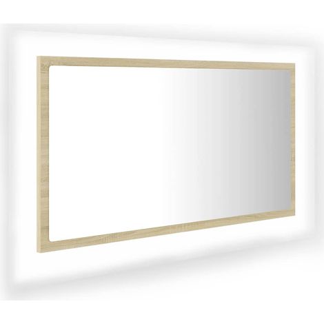 Specchio da Bagno Mobile da Bagno LED Rovere Sonoma 80x8,5x37 cm in Acrilico (1/5)