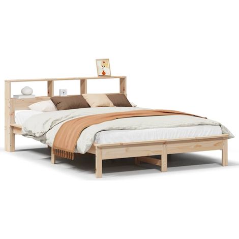 Maison Exclusive - Massivholzbett mit Regal ohne Matratze 120x190