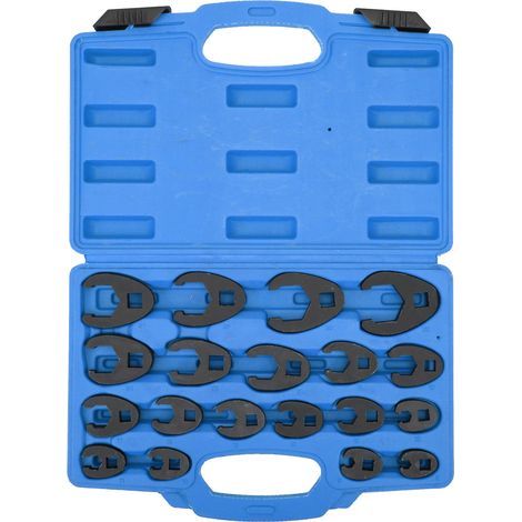 SJLERST 19 pcs Crowfoot Ensemble de Clés, poule 8-32 mm en acier chrome-molybdène pour tige d'extension à cliquet de 3/8" 1/2" (1/5)