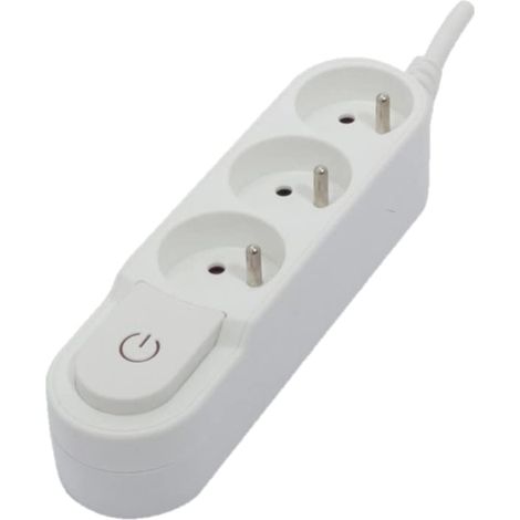Multiprise Design 3X16A avec Interrupteur Et Fiche Plate - 1,5 m - Blanc (1/4)
