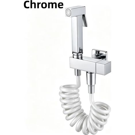 (Chrome A) Ensemble de douchette bidet portable en laiton doré rose brossé avec jet haute tension et robinet spécial pour toilettes et salle de bain (1/5)