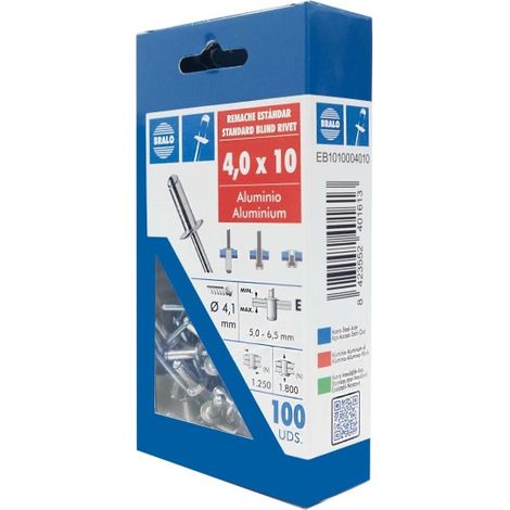 Remache cabeza alomada Ø 4,0 x 10 mm bralo 100 uds (1/2)