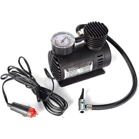 Mini pompe à air électrique pour voiture, gonfleur de pneus portable, 300 psi, compresseur compatible avec les voitures, les vélos, les motos et les ballons de basket. (1/4)