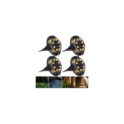 Lot de 4 Spots Solaires LED 12 LED IP65 – Lumière Chaude pour Jardin Piscine Terrasse