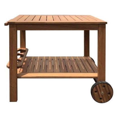 Gartenwagen mit Rollen aus FSC-Akazienholz - SOLIS - Mit Flaschenregal - Naturholz - 94 x 49,3 x 74 cm (1/5)