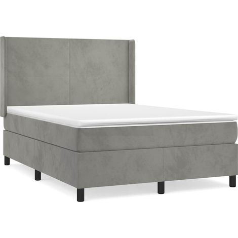 Maison Exclusive - Giroletto a Molle con Materasso Grigio Chiaro 140x200cm Velluto (1/5)