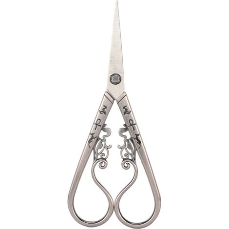 Paire de ciseaux vintage broderie DIY acier inoxydable coupe papier tissu usage quotidien ménager argent noir (1/5)
