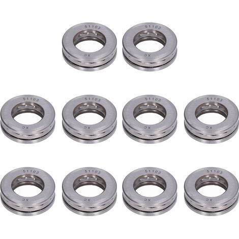 Ensemble de 10 paliers axiaux miniatures métalliques détachables de haute précision pour butées à billes planes (51103) (1/5)