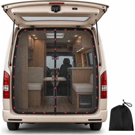 Moustiquaire Magnétique pour hayon T5 T6, Moustiquaire de Voiture Protection Contre Les Insectes, Rideau Van Aménagé Protection Solaire, Rideau de séparation pour Porte arrière, Camping,57 61in (1/5)