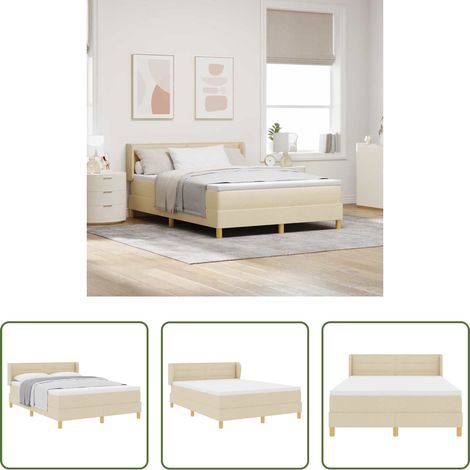 Matratze - Boxspringbett mit Matratze Creme 200 x 160 cm Stoff (1/5)