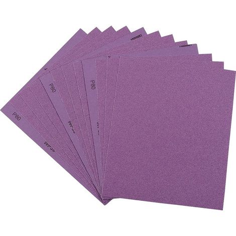 Papier abrasif à l'alumine, 12 feuilles, grain 80, 23 x 28 cm, pour finition de meubles en bois, ponçage du métal et polissage automobile.