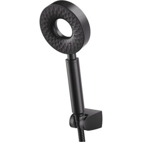 Pommeau Douche Noir Ronde Autonettoyant Douchette à Main 3 Modes Univers Pommeau de Douche en Plastique ABS Pomme de Douche avec 150cm Flexible de Douche ABS Support de Douche (1/4)