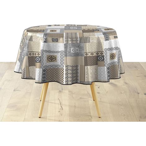 Nappe ronde en PVC "Costa" - Beige - 1D 160 cm - Livraison gratuite (1/3)