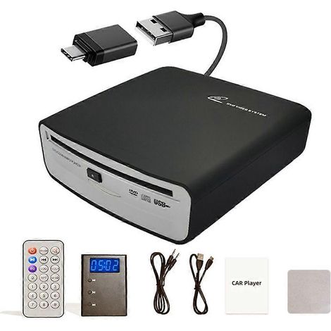 Autoradio stéréo externe avec boîtier satellite, lecteur CD/DVD, interface USB et entrée auxiliaire pour lecteur Android et accessoires radio (1/5)