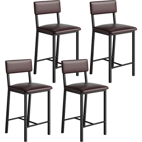 Lot de 2 Tabourets de Bar Style Industriel - Hauteur d'Assise 65 cm pour Ilot de Cuisine - Dossier et Repose-Pieds - Charge 181 kg (1/5)