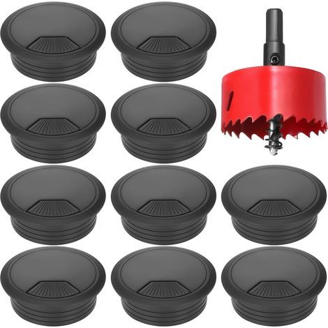 10 Passe-câble, 80mm, Plastique, Métal, Scie cloche, Bureau, Maison (1/5)