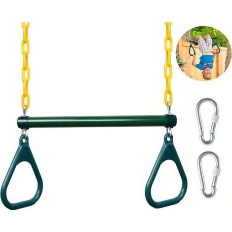 Balançoire en Anneau en Acier et Plastique pour Enfants et Adultes,Trapèze Balançoire avec Gymnastique Anneaux en Plastique (1/4)