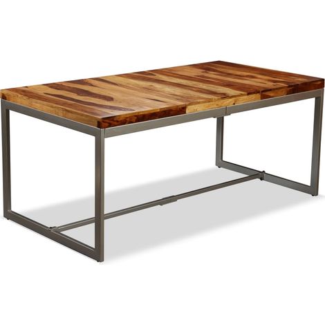 Maison Exclusive - Table à manger Bois massif et acier 180 cm