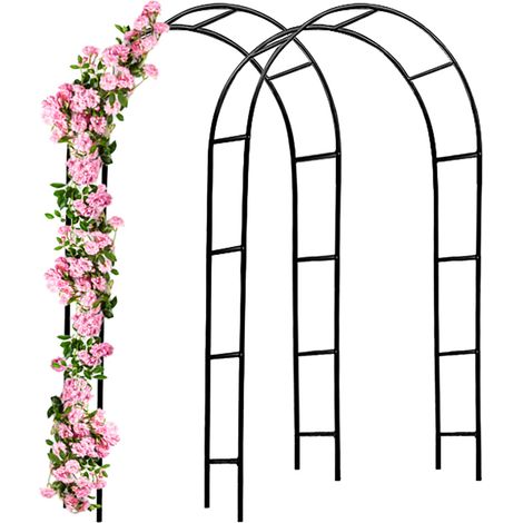 GARDEBRUK® Arco de Rosas y Columnas para Plantas Trepadoras Decoración Jardín Soporte Enrejado Estructura de Metal con Puerta 2x rose arch (en)