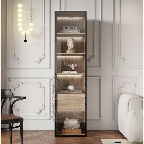 Mueble de baño 40x34,5x165 cm en MDF natural, con almacenaje, para baño FloraGrace (1/5)