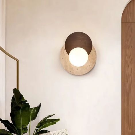 Applique murale en travertin à lumière blanche — Luminaire mural décoratif géométrique pour chambres et salons (1/5)