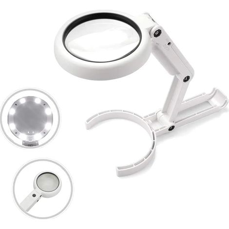 Lupa 5X con Luz - Doble Uso en Mano/Sobre Escritorio, 8 Luces LED para la Lectura de Mayores, Manualidades de Aficionados, Reparación de Ordenadores y Evaluación de Joyas (1/4)