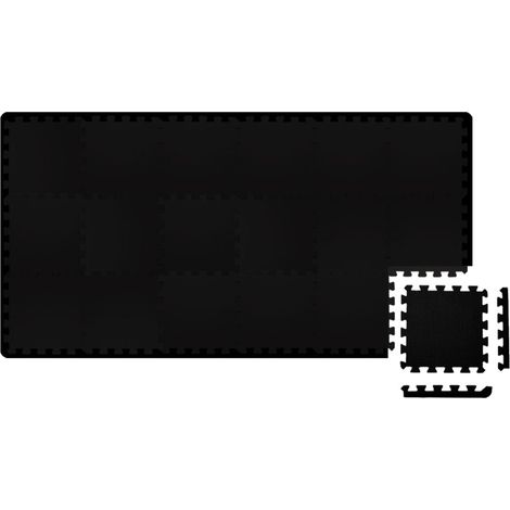 18 Dalles Puzzle Protection Sol Fitness - 30x30 Noir - Tapis Sol Sport Home Gym (1/5)