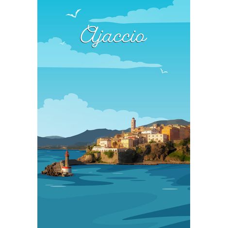 Tableau sur toile Ajaccio 30x45 cm - Impression sur Toile Murale Décorative - Image imprimée en HD sur Toile - Toile sur Châssis en Bois FSC - Fabriqué en France (1/5)