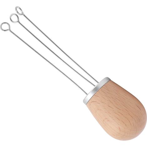 Aiguille pour distributeur de café, accessoire pour machine à expresso, distributeur de café à aiguille, brise-gruau, tête en hêtre argenté. (1/5)