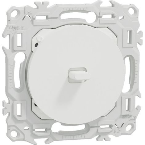 Schneider – Poussoir à levier 10 AX – Interrupteur va-et-vient Odace – Blanc craie – Installation rapide par bornes automatiques – Compatible plaques Odace