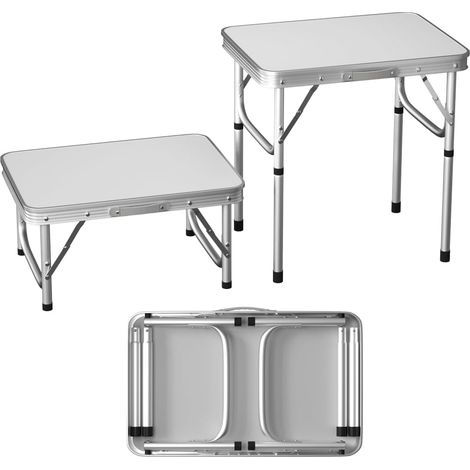 table de camping pliante de 60 cm, table de pique-nique légère en alliage d'aluminium réglable en hauteur à 2 vitesses, table de pique-nique pliable portable (1/5)