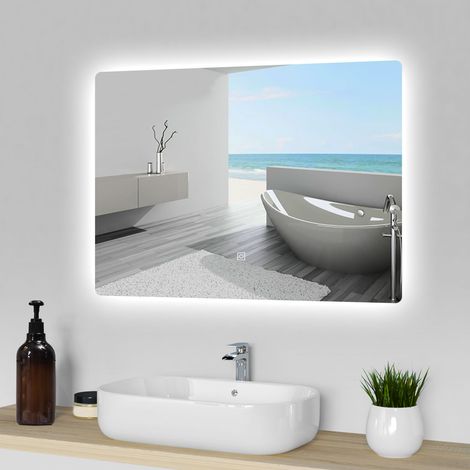 LED Badspiegel Badezimmerspiegel Wandspiegel 3 farben Dimmbar Memory Funktion 80x60cm (1/5)