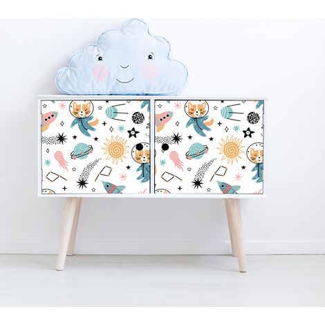 Sticker meuble enfant animaux dans l'espace 40 x 60 cm (1/5)