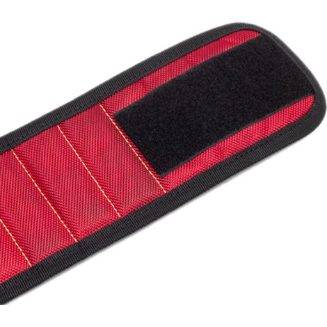 Bracelet magnétique puissant, outil, bracelet magnétique, aimant, rangement pour accessoires métalliques, bracelet magnétique, bracelet magnétique portable, rouge 5 aimants (1/5)
