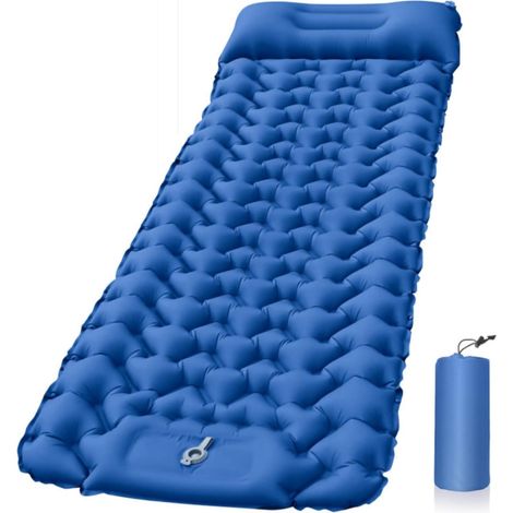 MINKUROW Materasso da campeggio autogonfiabile portatile - Materasso da campeggio autogonfiabile Materasso per dormire con cuscino e pompa a pedale Materasso gonfiabile per escursionismo in campeggio (1/5)