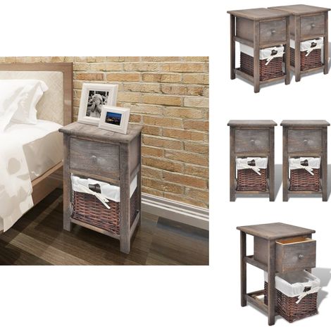 Table de chevet 2 pcs Bois Marron - Tables De Chevet - Meuble Rustique - Table De Nuit - Commode - Rangement (1/5)