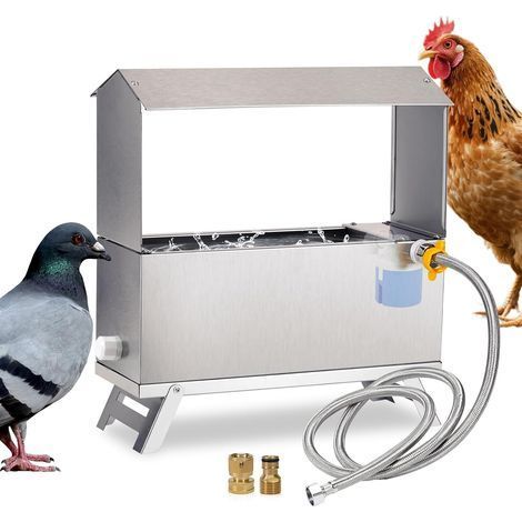 1 Abreuvoir Automatique, Acier Inoxydable, Vanne Flottante, Jambes Réglables, Pour Poule Canard Pigeon (1/5)