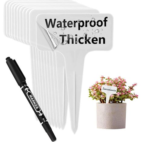 100 étiquettes blanches en plastique pour plantes, étiquettes de jardin épaisses,marqueurs de pépinière en forme de T, réutilisables (1/3)